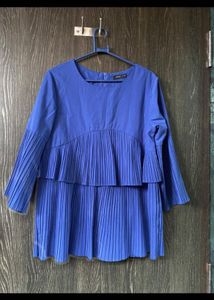 Vibrant Blue Pleated Top