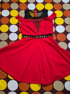 Elegant Red Cold Shoulder Dress