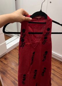 Stylish Red Embroidered Kurta