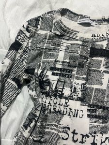 Newspaper Print Long Sleeve Top