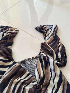 Trendy Animal Print Ruched Cropped Top
