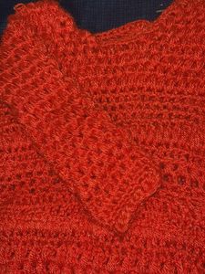 Crochet Knit Sweater - Orange
