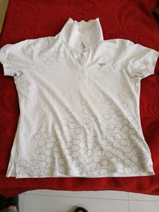 Men's White Print Polo T-Shirt