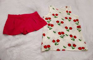 Very Cute Floral Tank Top With Shorts