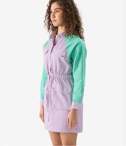 Color Block Drawstring Utility Dress
