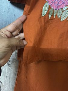 Orange Embroidered co-ord  Set