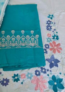 *Pure Kota Doria Suit - Embroidered Shirt &amp; Bottom