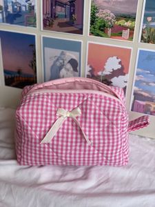 Cute Pink Gingham Cosmetic Bag