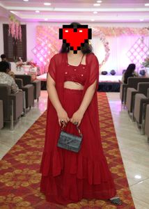 Elegant Maroon Ethnic Gown with Cape