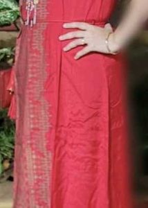 Vibrant Red Printed' Global Desi'  Sleeveless Gown