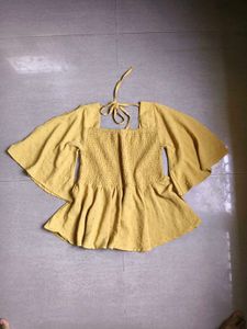 Yellow square Neck Top