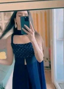 Elegant Teal Kurta with Embellished Top