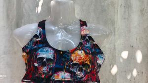 Edgy Skull Print Sports Bra