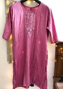 Embroidered Pink Kurta 48 Bust