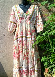 Bohemian Floral Print Maxi Dress