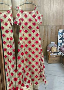 😍😍 Cream &amp; Red Ethnic Gown😍😍