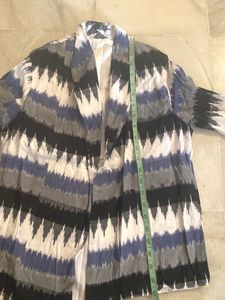 Ikat Print Blazer In White And Shades Of Blue