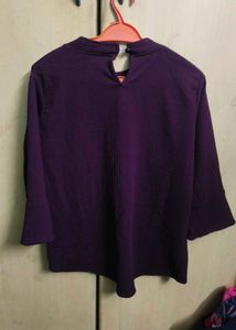 Purple Bell Sleeve Top with Tie Detail