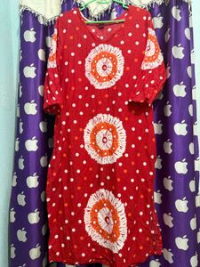 Red Bandhani Print Kurta Set