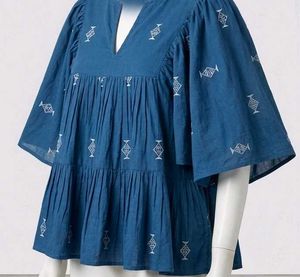 Beautiful Blue Embroidered Kurti top
