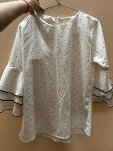 Polka Dot Ruffle Sleeve top