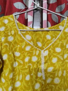Yellow Floral Print Kurta