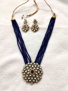 Stunning Blue Beaded Necklace & Earring Set