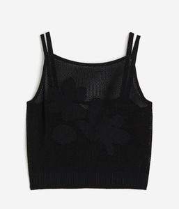 Black Mesh Floral Cami Top