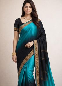 last price Elegant Blue &amp; Black Saree
