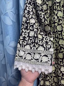 Black Kashmiri embroidered kurta