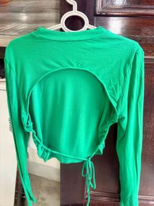 H&amp;M Long Sleeves Tie Back Green Top