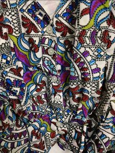 Boho Print V-Neck Smocked Waist Blouse