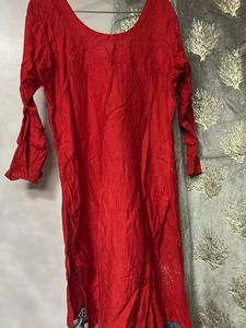 Red Embellished Kurta and salwar