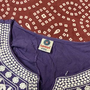 Purple Embroidered Kurta with pant