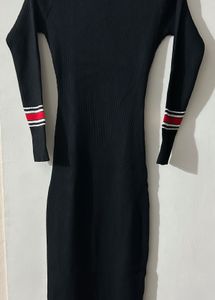 Black Ribbed Bodycon Dress