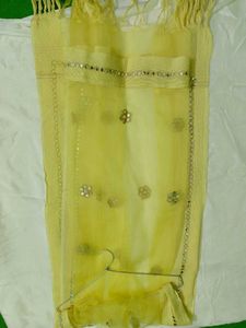 Butter Yellow Mirror-Work tissue Dupatta 💛