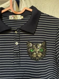 Striped Polo Cat Pocket Detail Short Dress