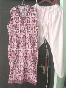 Pink Printed Kurta with Salwar