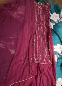 Beautiful Magenta Kurta Set with Sharara &amp; Dupatta