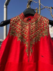 Elegant Red Embroidered Kurti.