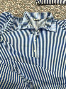 Blue and White Striped Button-Up Shirt