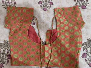 Peach Saree &amp; Blouse Set