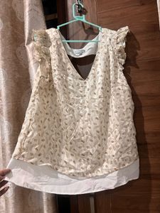 Plus size  Cream Textured Top