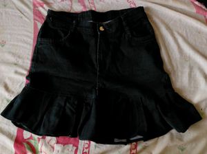 Flared Denim Mini Skirt
