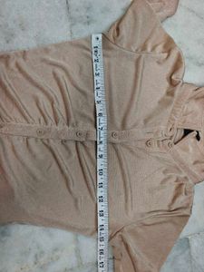 H&amp;m Ruched Button-Up Long Sleeve Top