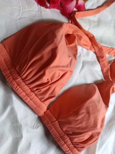 Coral Halter Neck Bikini Top