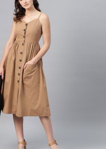 New Brown Button-Down Sundress
