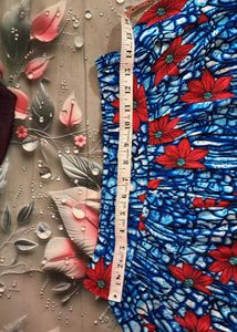Red Kurta with Blue Printed palazzo