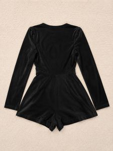🖤Black Velvet Wrap Romper