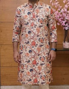Men's Floral Print Kurta